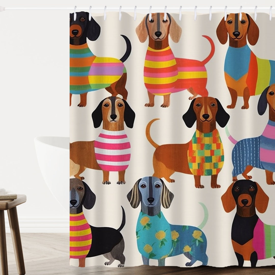 Dachshund Shower Curtain, Animal Shower Curtain, Funny Shower Curtain