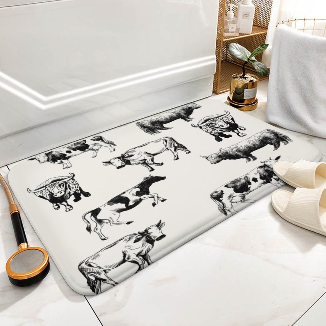 Cow Bath Mat, Cows Shower Mat, Farmhouse Bathroom Mat, Floor Mats