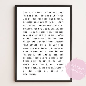 Wonderwall | Oasis Song Lyrics Quote | Natychmiastowe pobranie | Do druku | Sztuka ścienna | Wydruk muzyczny | Wydruk minimalistyczny | Liam Gallagher | Manchester