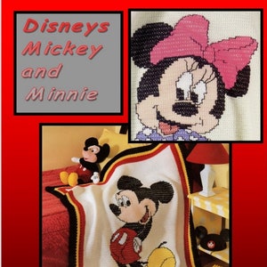 Leisure Arts Mickey and Minnie Afghans Vintage Crochet Pattern Ebook Instant Download