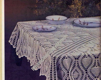 Pineapple Tablecloth Vintage Crochet Knitting Pattern PDF Instant Download Ebook