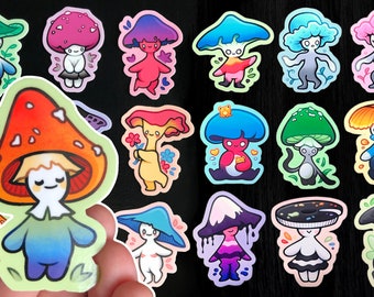 LGBTQ+ Mushrooms - Pride stickers | Gay Queer Asexual Bisexual Lesbian Nonbinary Pansexual Trans Aroace Genderfluid Polyam Agender Aromantic
