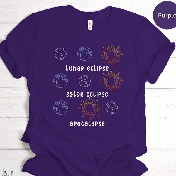 Embrace Celestial Dance: Solar & Lunar Eclipse Meets Apocalypse Awe, Sky Gazer's Perfect Apparel - T-Shirt / Tank Top / Sweatshirt / Hoodie