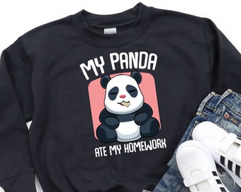 My Panda Ate My Homework Funny Joke School Elementary Pre-K Love Care Gift Youth Kid T-Shirt / Sweatshirt / Toddler Tee / Onesie Bodysuit