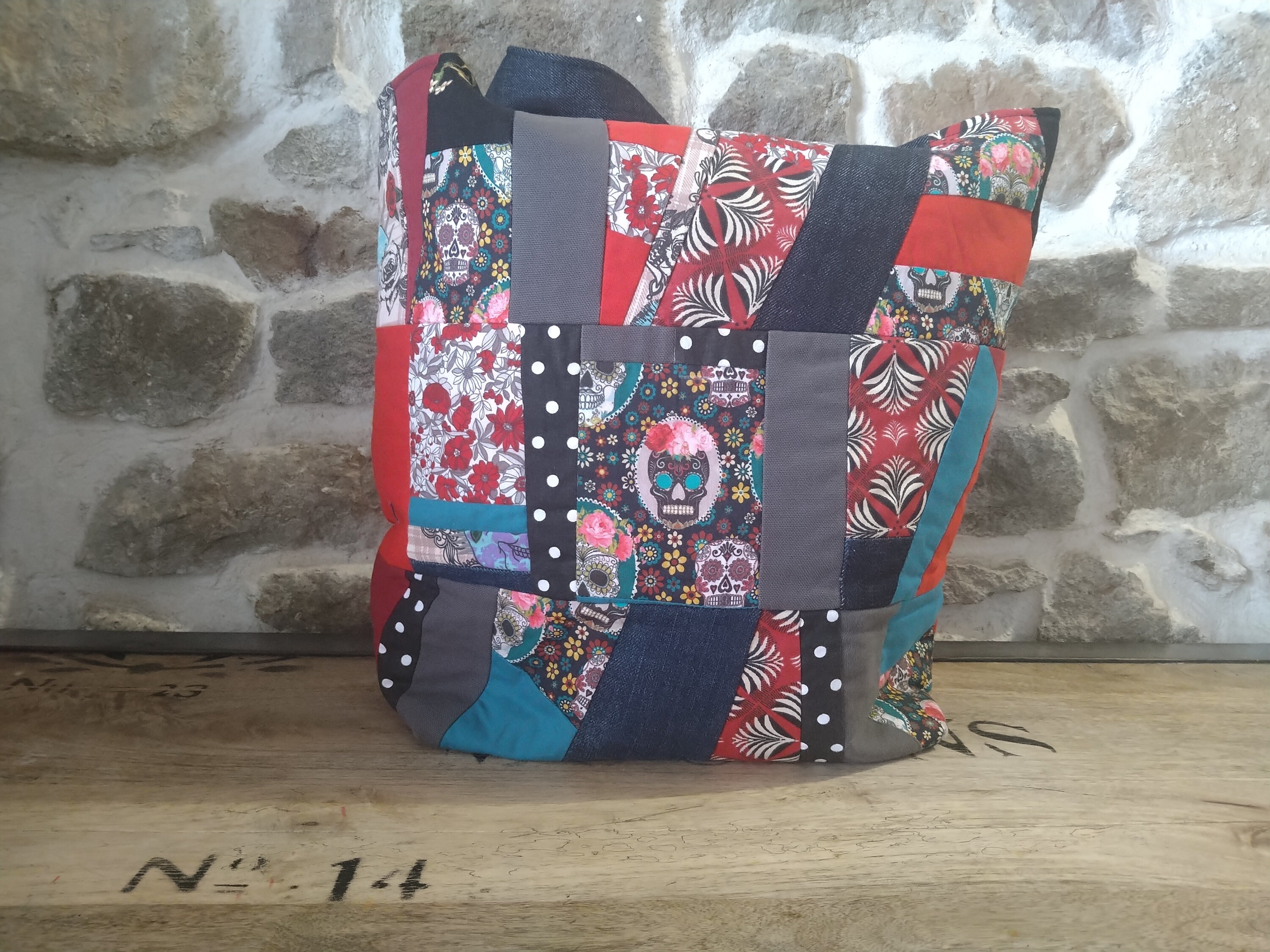 Large Boro Patchwork Tote Bag in 3-Year Wash – Blue Owl Workshop