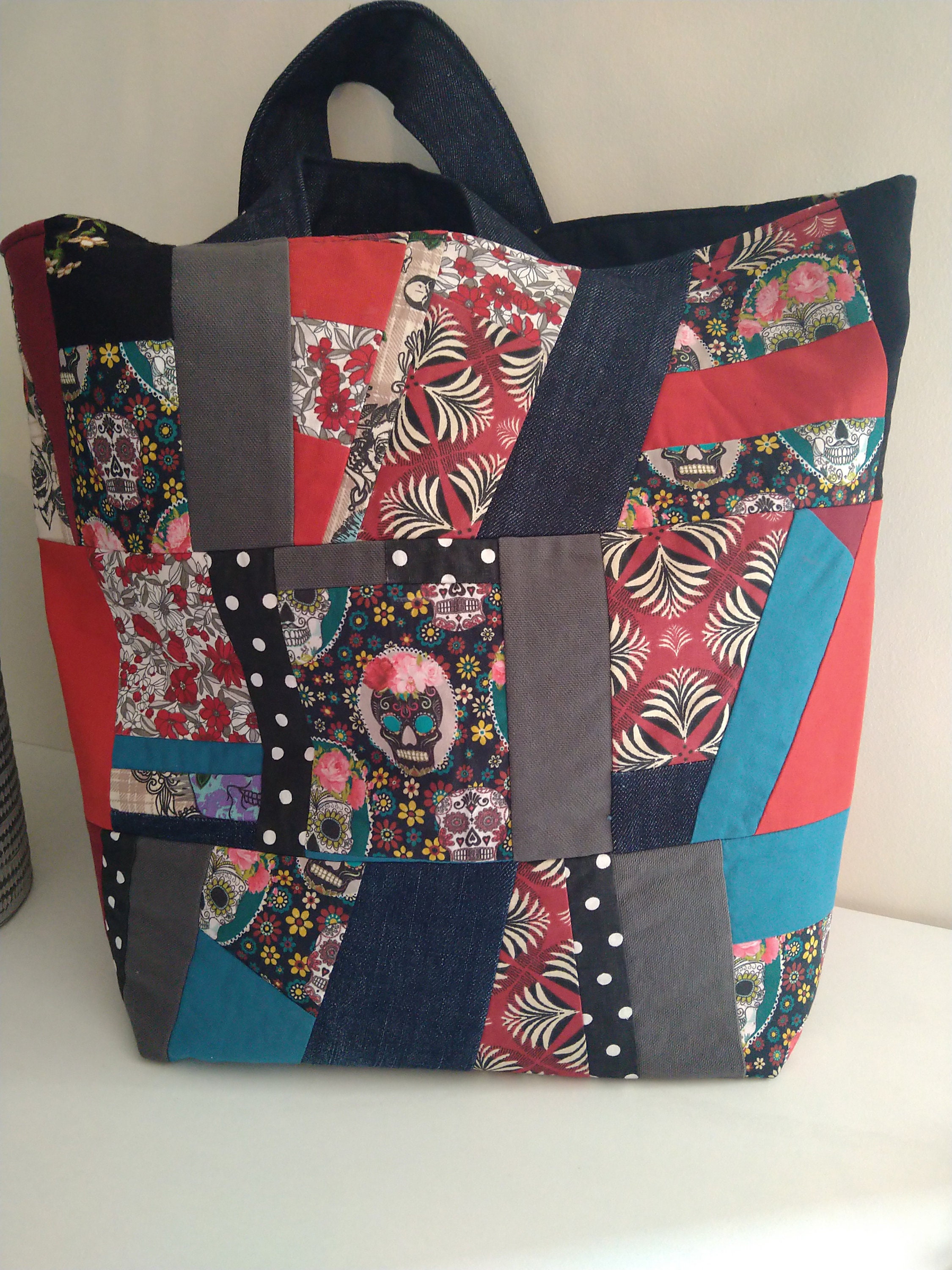 Large Boro Patchwork Tote Bag in 3-Year Wash – Blue Owl Workshop