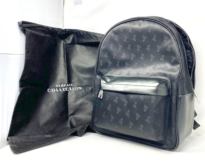 Versace Collection Black Medusa Makeup Bag Backpack – New with Tags & Dust Pouch (VIP Gift) Beauty Bag