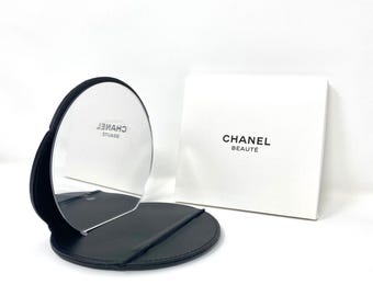 Espejo de aumento grande CHANEL negro para maquillaje cosmético con estuche (regalo VIP)