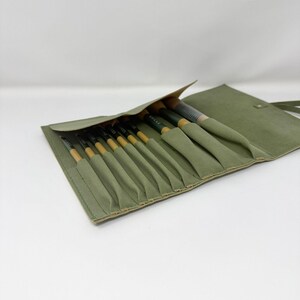 GUCCI Beauty Sage-green Makeup Brush Set – Full Set of 10 in Cosmetic Bag (VIP Gift), Suede-Style