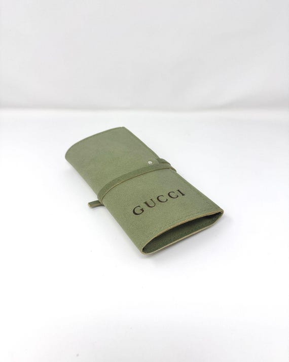 GUCCI Beauty Sage-green Makeup Brush Set – Full Set of 10 in Cosmetic Bag (VIP Gift), Suede-Style