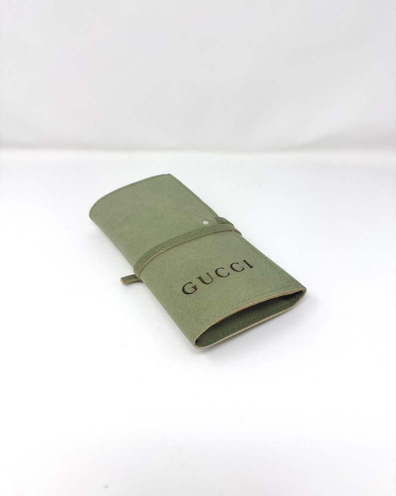 GUCCI Beauty Sage-green Makeup Brush Set – Full Set of 10 in Cosmetic Bag (VIP Gift), Suede-Style
