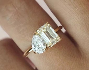 Emerald Cut Engagement/Solitaire/Anniversary/Promise Ring, Sterling Silver /14K/18K Gold Diamond Ring/Moissanite Wedding Ring, Gift For Her