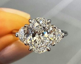 3 CT Oval Moissanite Engagement Ring 14k Solid Gold Ring Oval Cut Wedding Ring Oval Solitaire Ring Anniversary Ring Promise Ring Gift Her