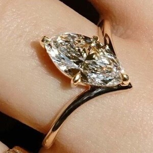 Anello di fidanzamento Marquise, anello nuziale con diamante Moissanite, anello in oro giallo 14K, fede nuziale, anello regalo per anniversario per la festa della donna