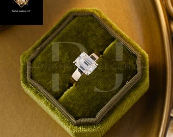 1Ct emerald cut Moissanite engagement Ring, Emerald Moissanite Engagement Ring, Emerald Cut Ring, Solitaire Ring, Emerald Cut Ring