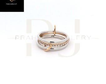 14K Yellow Gold Multi Link Connected Ring, Chunky Gold Connector Ring, Gold Ring Set, Eternity Statement Ring, Interlocking Silver Ring