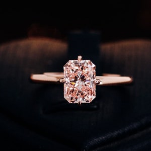 1.78 ct Luxury Radiant Cut Pink Diamond Moissanite With Claw Setting Wedding Engagement Rings Silver 10k 14k 18k Radiant Cut Engagement Ring