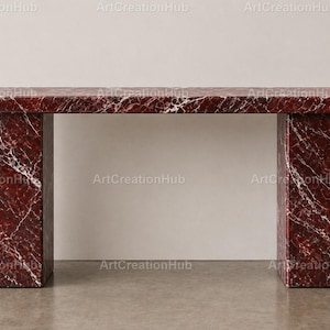 Rosso Levanto Marble Console Table | Deep Red Stone Entryway Table | Luxury Minimalist Hallway Furniture |Stone Rosso Levanto Console Table