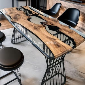 Walnut Wood Table Epoxy Dining Table River Table Custom Live Edge Table, Office Desk, Resin Meeting Personalized Wood Handmade Resin Table |