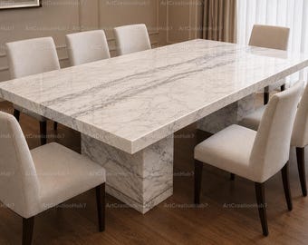 Carrara Marble Dining Table Rectangular Marble Dining Table Luxury Modern Dining Room FurnitureWhite Marble Dining Table Designer  Furniture