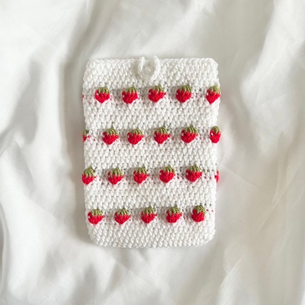 Strawberry Crochet Kindle Case, crochet strawberry kindle sleeve, handmade crochet kindle case