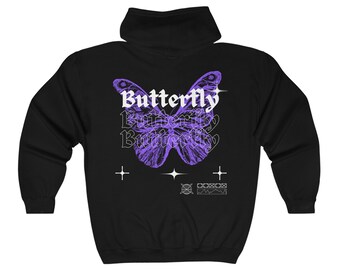 Butterfly design Zip Hooded Sweatshirt