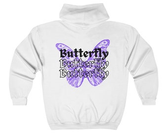 Butterfly design Zip Hooded Sweatshirt