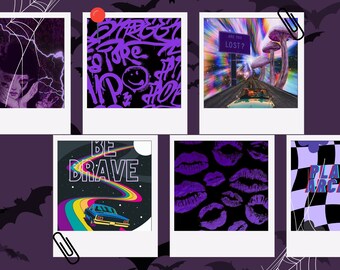 Ensemble mural de galerie d’impression violette, affiches de décoration aesthetic d’impression, print wallpaper dark purple