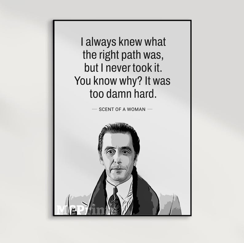 Scent of A Woman Al Pacino Movie Poster Print, Aesthetic Film Print for