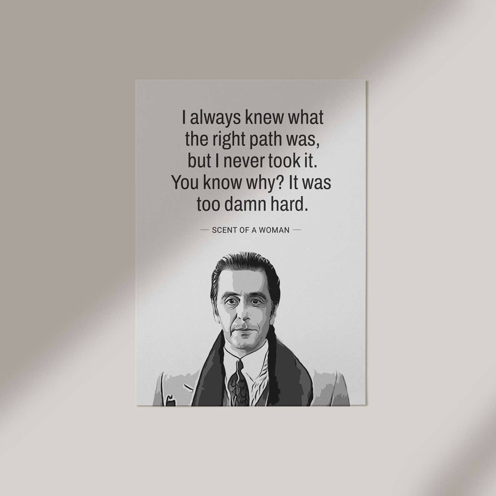 Scent of A Woman Al Pacino Movie Poster Print, Aesthetic Film Print for