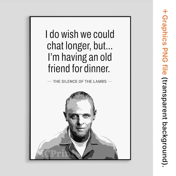 Silence Of The Lambs Poster, Aesthetic Movie Quote Print With Anthony Hopkins Graphics, Minimal Movie Poster, DIGITAL DOWNLOAD.