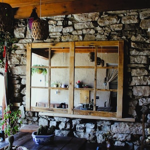 Tukor Square, Rustic Reclaimed Pine Window Mirror