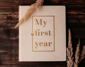 Hand made baby boy or baby girl memory book "My first year", best gift for baby party