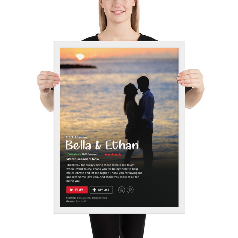 Custom Netflix Poster for Couples Personalized Relationship Art Print ...