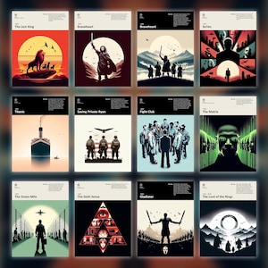 Colección de carteles minimalistas de películas listos para imprimir