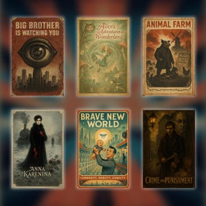 Collezione di poster vintage di ROMANZI CLASSICI - Pronti per la stampa