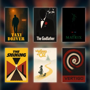 Collezione di poster di film classici minimalisti - Pronti per la stampa