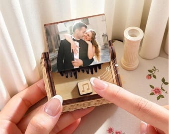 Personalized Wooden Music Box, Custom Song Photo Text Music Box, Photo Gift with Text, Anniversary Gift ,Christmas gifts For Lover
