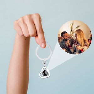 Projection Photo Keychain,Sterling Silver Personalised Photo Love Keychain,Custom Memorial Picture Keychain,Christmas Gifts,Gift for Her