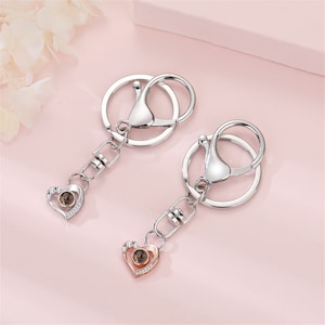 Projection Photo Keychain,Sterling silver Personalised Photo Keychain,Picture Keychain,Custom Photo Keyring,Valentine&#39;s Day Gift for Her/Him