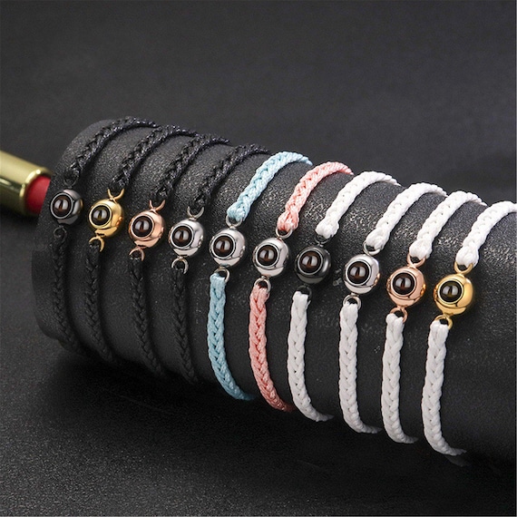 Buy Custom Photo Rope Bracelets Adjustable Personalized Bracelet for Women  Men Projection Bracelet with Picture for Boyfriend Girlfriend Wife Husband  Mom Dad, Rose Gold Stone, synthesis at Amazon.in