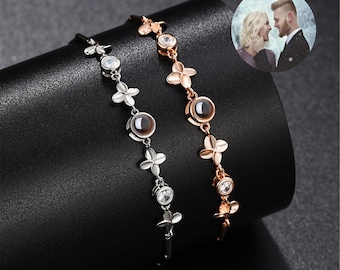 Custom Photo Projection Bracelet,Sterling Silver Personalized Photo Bracelet, Custom Memorial Picture Jewelry, Personalized Gift for her