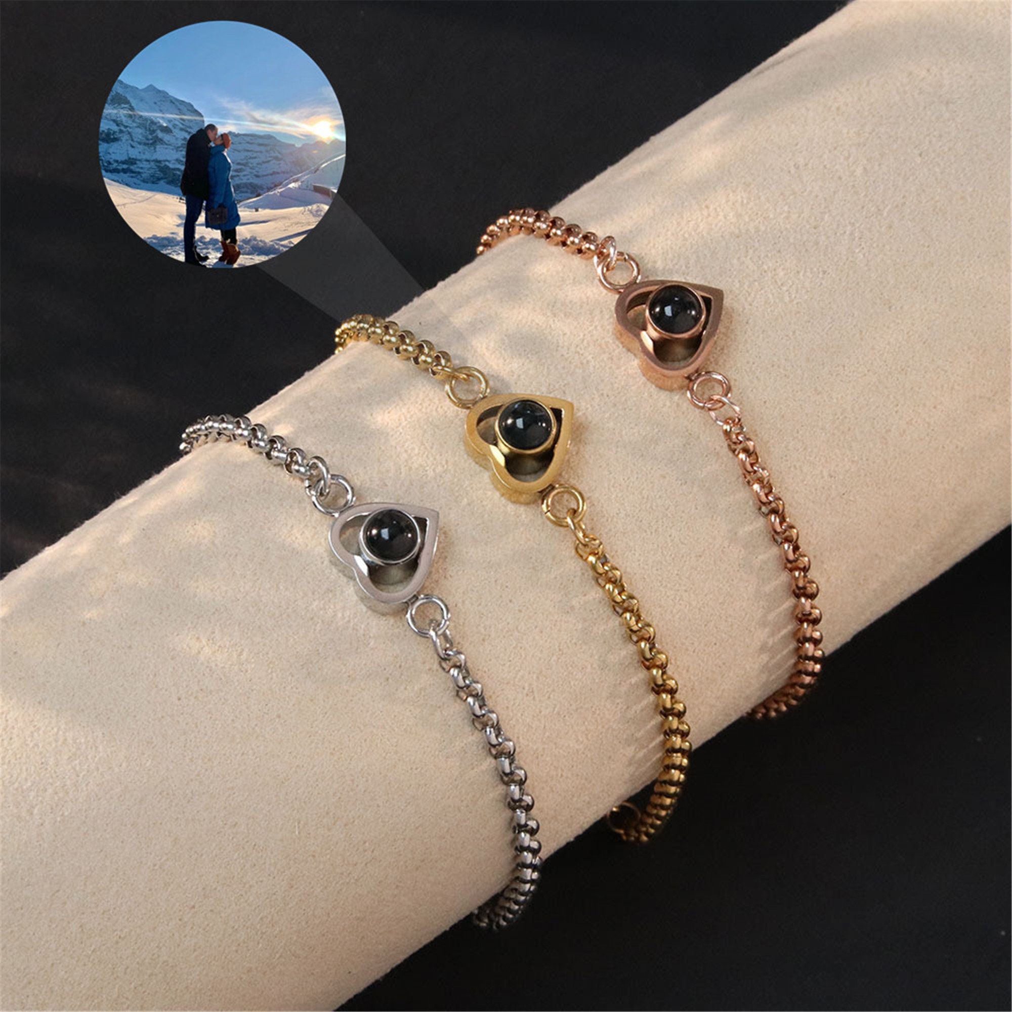 Amazon.com: laveecat Personalized Photo Projection Bracelet Custom Projector  Bracelet with Picture Inside Circle Photo Bracelet for Women Girls:  Clothing, Shoes & Jewelry