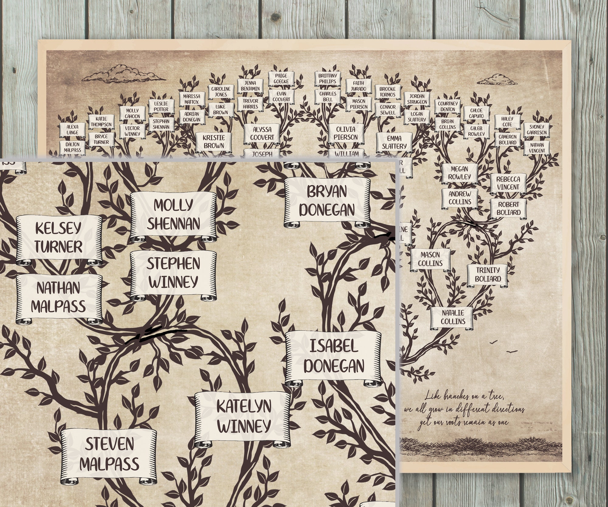 Family Tree Template for 6 Generations. Tree With Grass and Clouds Family Tree. Family Tree ...