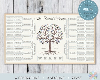 6 Generations Family Tree: Tree with Roots Large Stivi Template (Corjl Online Edit)