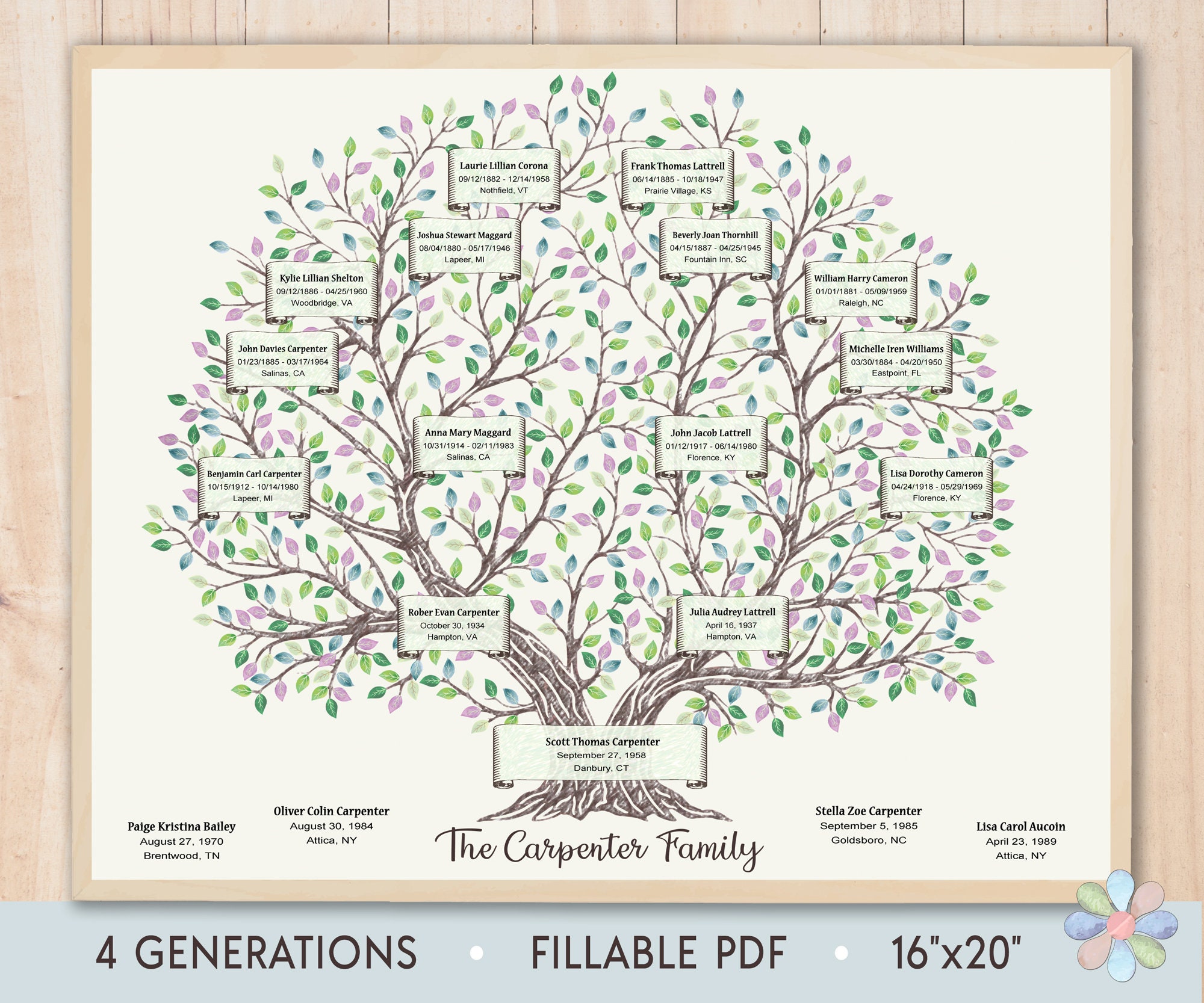 4 Generation Family Tree Template – Free Family Tree Templates