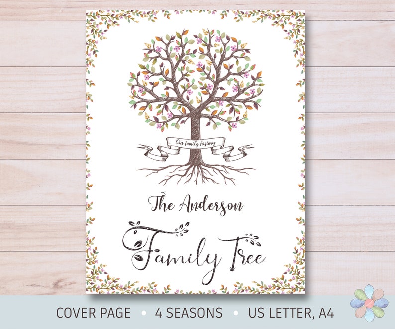 Family Tree Notebook.pdf Family Tree Notebook Cover Page: Leafy Tree With Banner Our History ...