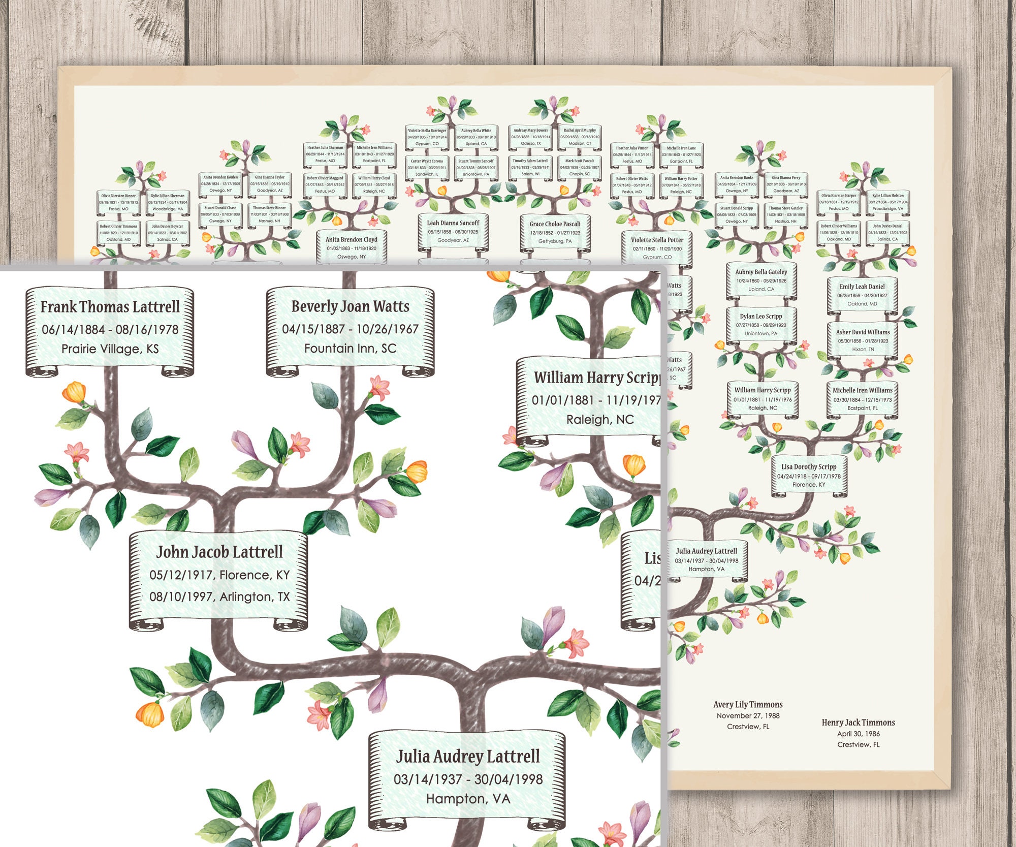 Family Tree Template for 6 Generations. Branched Timmi Etsy Family Tree Template for 6 Generations. Branched Timmi Etsy