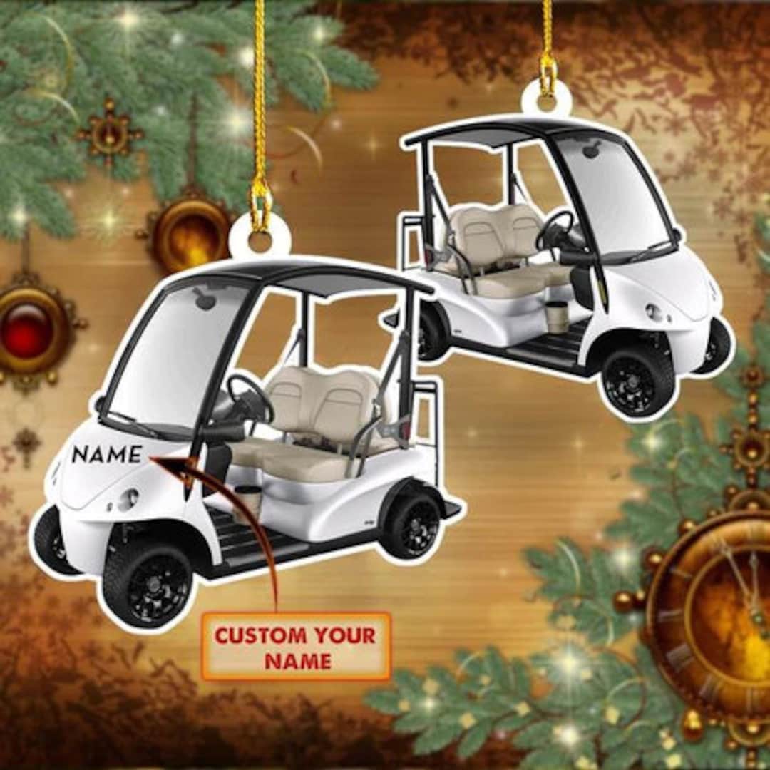 Personalized Golf Cart Christmas Lights Acrylic Wood Ornament Etsy