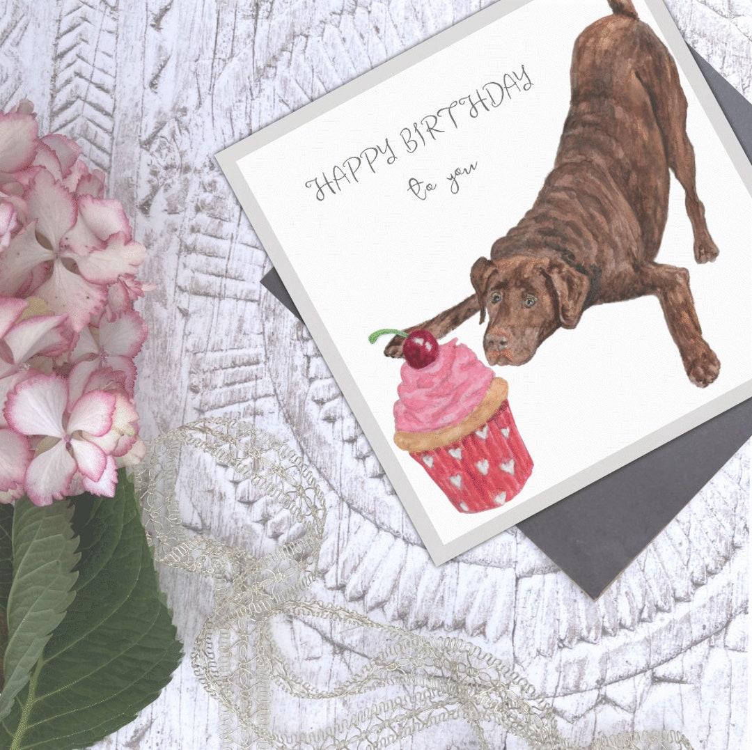 Happy Birthday to You Dog Card 'cupcake and Cream' Labrador